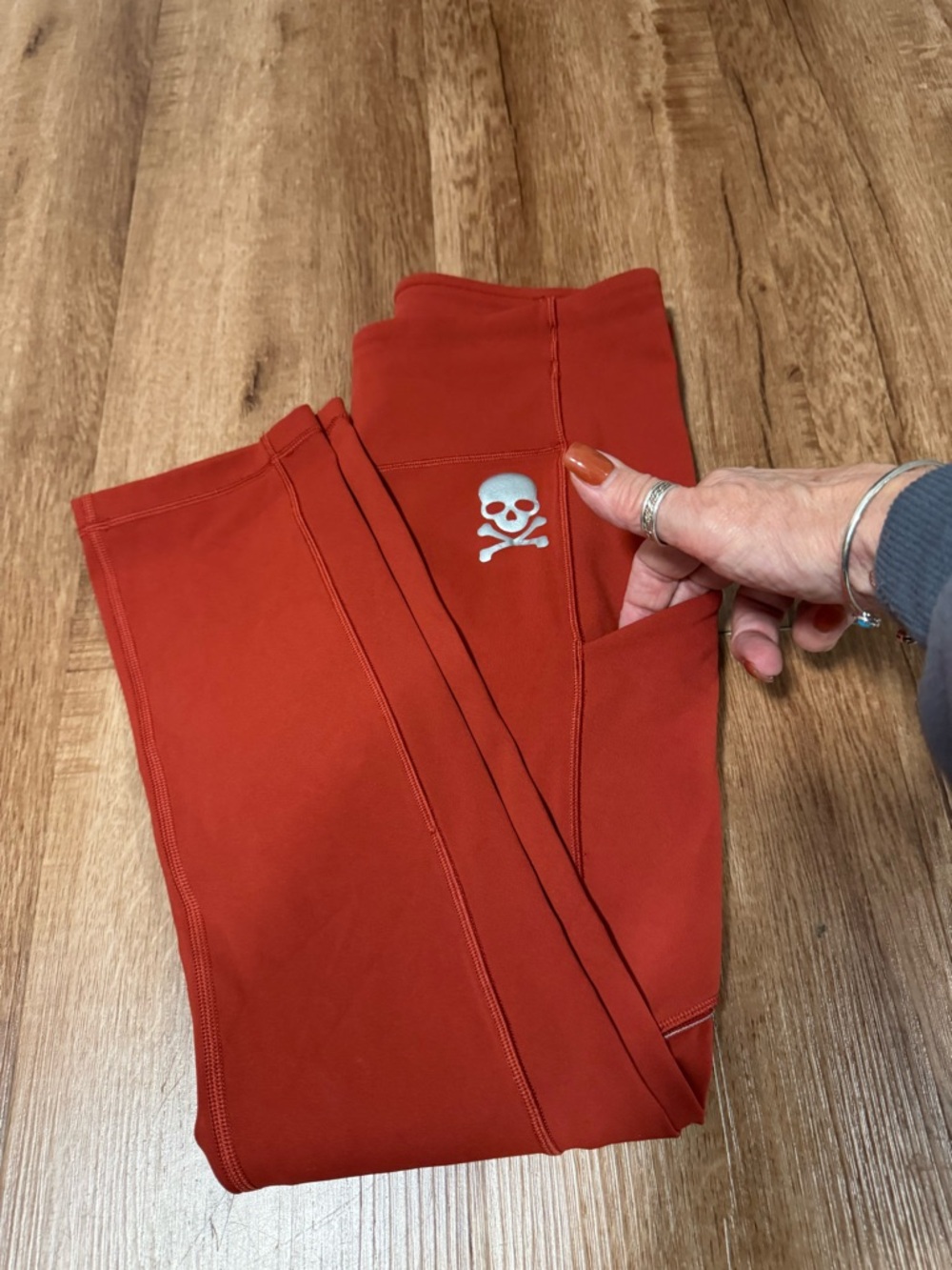 lululemon athletica Red Leggings with Skull Accent